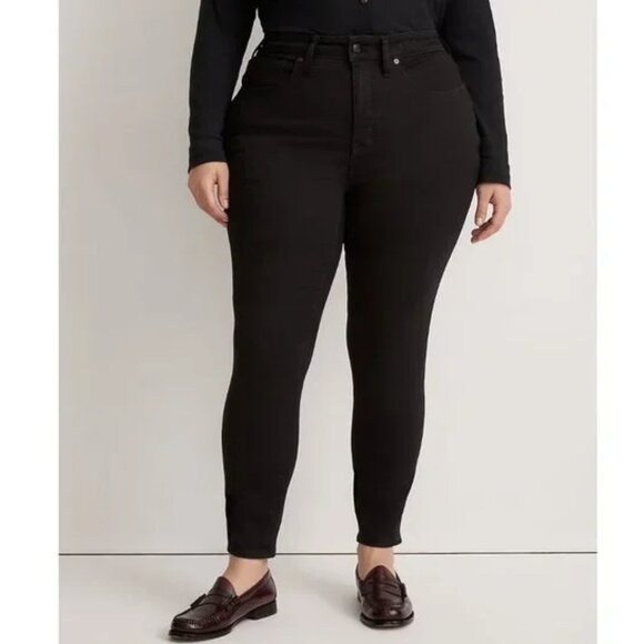 Madewell Plus High-Rise Skinny Jeans in True Black Size 18W Stretch Denim - Picture 1 of 11
